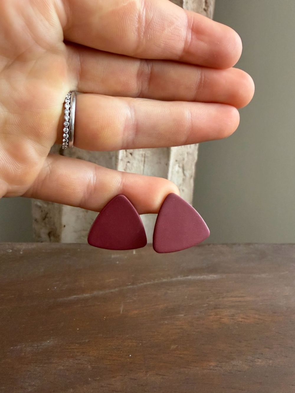 Matron Clay Triangle Clip-on Earrings